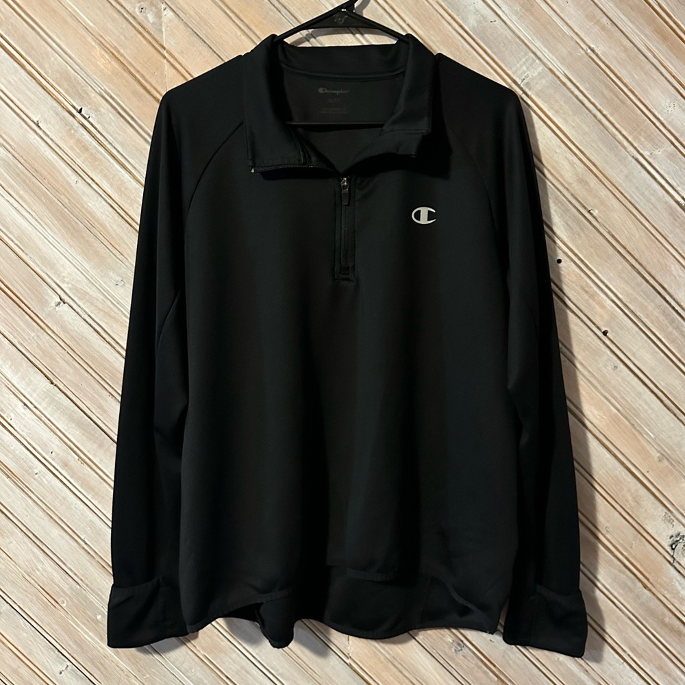 Champion Black Pullover with Quarter-Zip